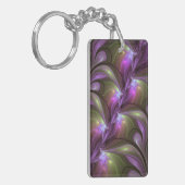Colorful Abstract Violet Purple Khaki Fractal Art Sleutelhanger (Voorkant Links)