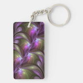 Colorful Abstract Violet Purple Khaki Fractal Art Sleutelhanger (achterkant)