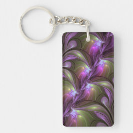 Colorful Abstract Violet Purple Khaki Fractal Art Sleutelhanger