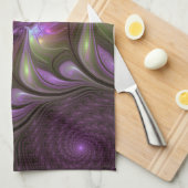 Colorful Abstract Violet Purple Khaki Fractal Art Theedoek (Quarter Fold)