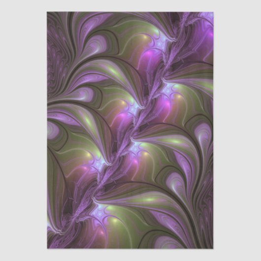 Colorful Abstract Violet Purple Khaki Fractal Art Tissuepapier (Voorkant)