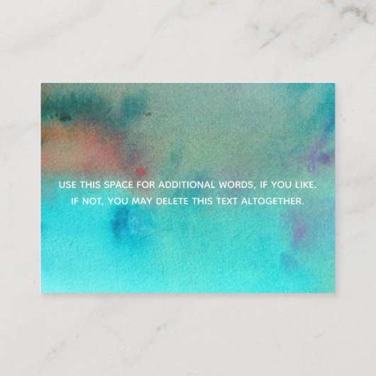 Colorful Abstract Waterverf Weddenschap - Gegevens Informatiekaartje (Achterkant)