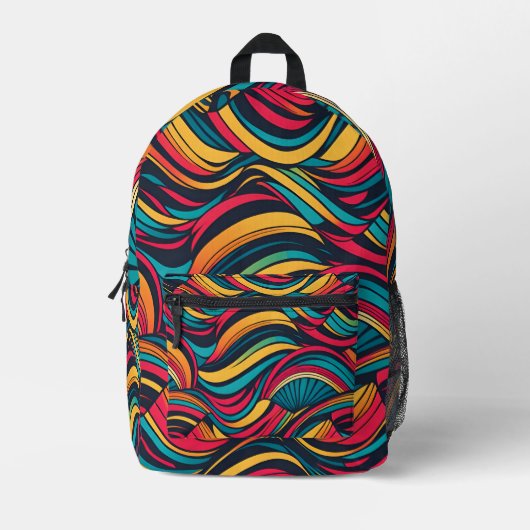 Colorful Abstract Wave Patroon Bedrukte Rugzak (Voorkant)