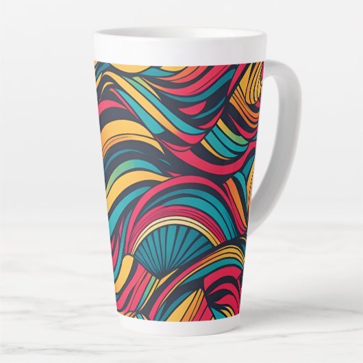 Colorful Abstract Wave Patroon Latte Mok (Rechterhoek)