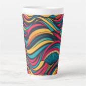 Colorful Abstract Wave Patroon Latte Mok (Voorkant)