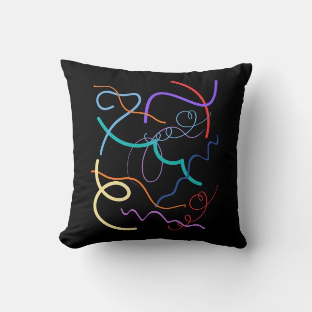 Colorful Abstract Wavy Lines Pattern Kussen (Voorkant)