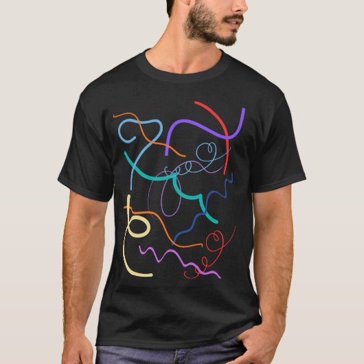Colorful Abstract Wavy Lines Pattern T-shirt (Voorkant)