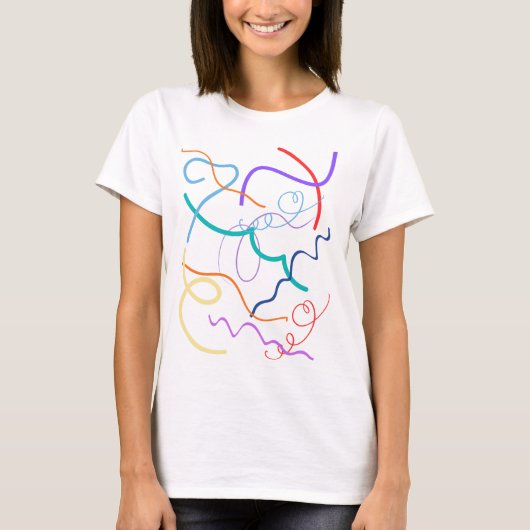 Colorful Abstract Wavy Lines Pattern T-shirt (Voorkant)