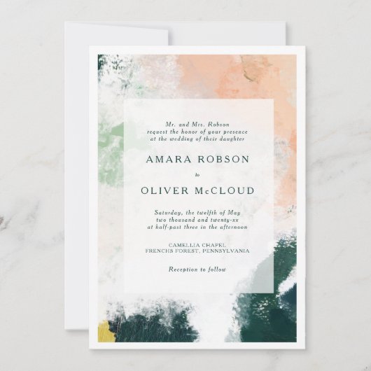 Colorful Abstract Wedding Invitation Kaart (Voorkant)