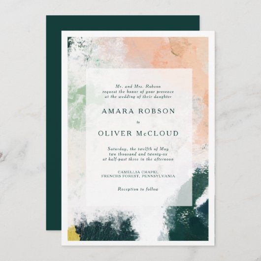 Colorful Abstract Wedding Invitation Kaart (Voorkant / Achterkant)