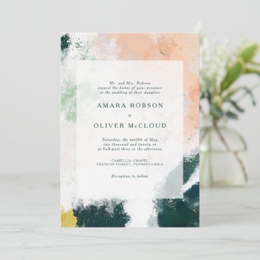 Colorful Abstract Wedding Invitation Kaart (Staand voorkant)