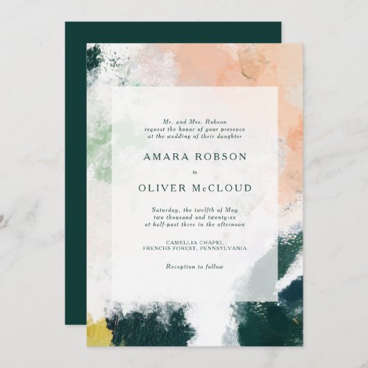 Colorful Abstract Wedding Invitation Kaart (Voorkant / Achterkant)