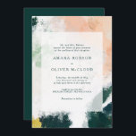 Colorful Abstract Wedding Invitation Kaart<br><div class="desc">Deze kleurrijke abstracte trouwuitnodiging is perfect voor je unieke moderne boho bruiloft. Met de hand geschilderd met getextureerde borsteltekens van donkerbruin,  perzik en mosterd,  allemaal overspoeld met een minimalistisch transparant vierkant,  is het zeker dat je deze gelegenheid een eenvoudig maar rustig bohemisch gevoel geeft.</div>
