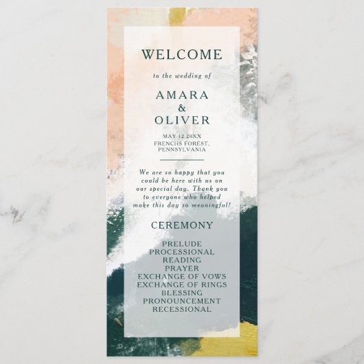 Colorful Abstract Wedding Programme Programmakaart (Voorkant)