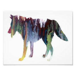 Colorful abstract Wolf silhouette Foto Afdruk