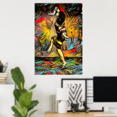 Colorful Abstract Woman Dancing Poster (Thuiskantoor)
