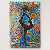 Colorful Abstract Yoga Pose | Uitdagend hard Legpuzzel (Verticaal)