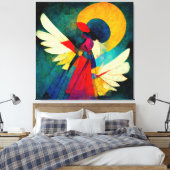 Colorful Abstracte Angel Wood Wall Art Canvas Afdruk (Insitu (Slaapkamer))