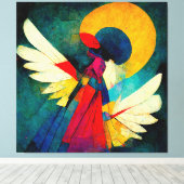 Colorful Abstracte Angel Wood Wall Art Canvas Afdruk (Insitu (Houten vloer))