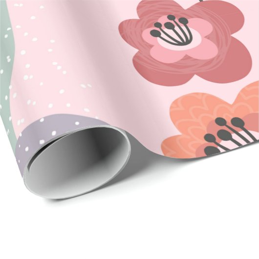 Colorful Abstracte Flowers Cadeaupapier (Rol Hoek)