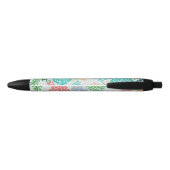 Colorful Abstracte Flowers Zwarte Inkt Pen (Achterkant)