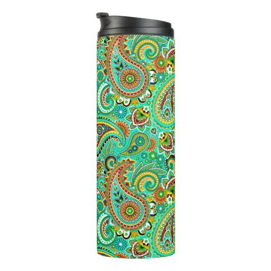 Colorful Abstracte Paisley Thermosbeker (Geroteerd rechts)