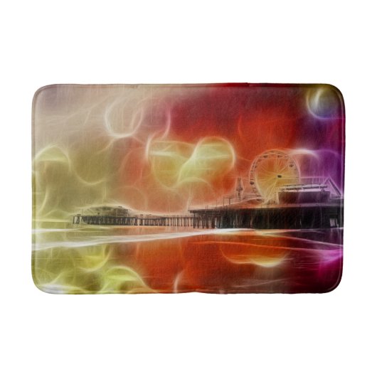 Colorful abstracte Santa Monica Pier Badmat (Voorkant)