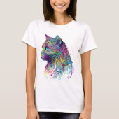 COLORFUL ABSTRACTE SITTING CAT T-SHIRT (Voorkant)
