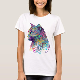 COLORFUL ABSTRACTE SITTING CAT T-SHIRT