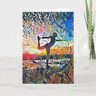 Colorful Abstracte Yoga Pose-feestkaart Feestdagen Kaart