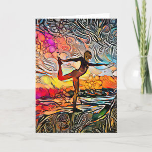 Colorful Abstracte Yoga Pose-feestkaart Feestdagen Kaart