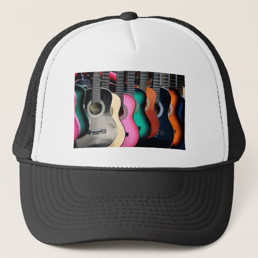Colorful Acoustic Guitars Baseball Trucker Hat Pet (Voorkant)