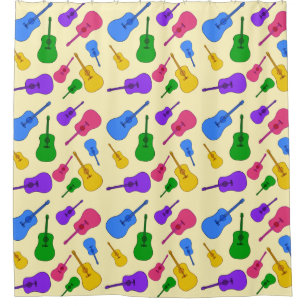 Colorful Acoustic Guitars Patroongordijnen Douchegordijn