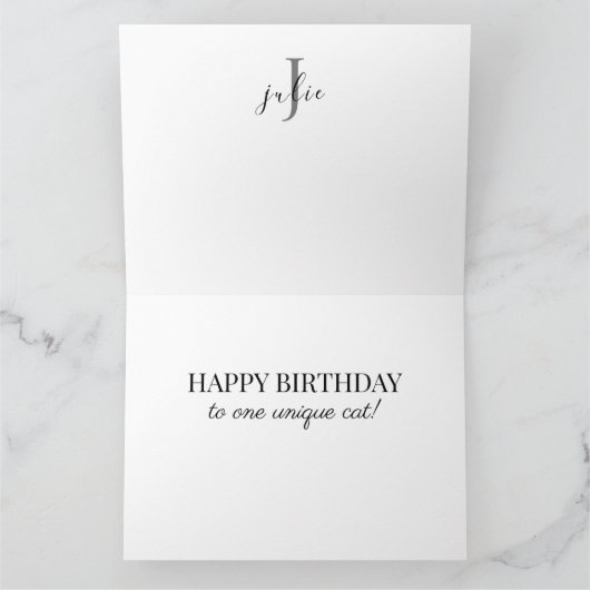 Colorful Acrylic White Tiger Monogram Birthday Kaart (Binnen)