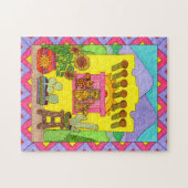 Colorful Adobe House Cute Cats Mexican Folk Art Legpuzzel (Horizontaal)