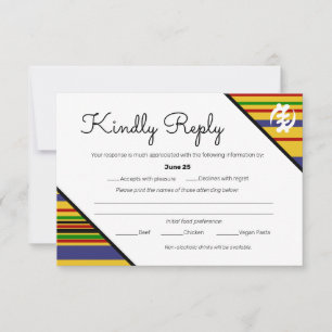 Colorful African AK01 Kente Stripes RSVP-kaart RSVP Kaartje