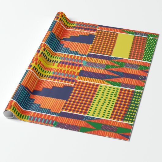 Colorful African Kente Cadeaupapier (Uitgerold)