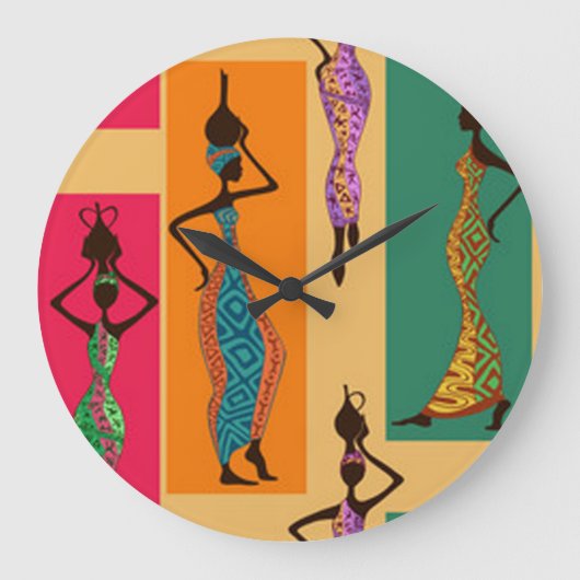 Colorful African Ladies Grote Klok (Voorkant)