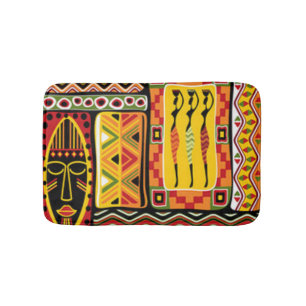 Colorful African Pattern Print Collage Badmat