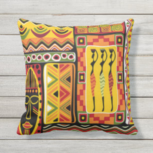 Colorful African Pattern Print Collage Buitenkussen