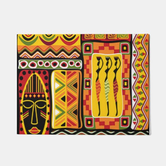 Colorful African Pattern Print Collage Deurmat (Voorkant)