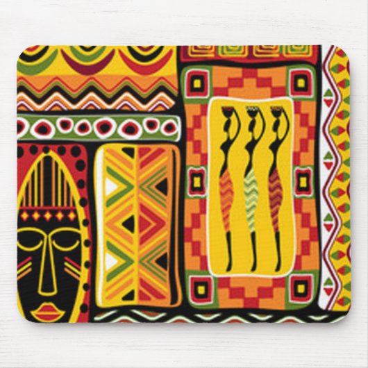 Colorful African Pattern Print Collage Muismat (Voorkant)