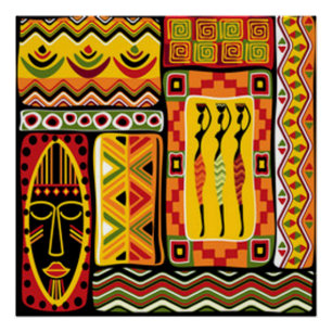 Colorful African Pattern Print Collage Perfect Poster