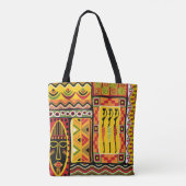 Colorful African Pattern Print Collage Tote Bag (Achterkant)