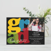 Colorful Afstudeerder 2 Uitnodiging fotograaf (Staand voorkant)