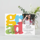Colorful Afstudeerder 2 Uitnodiging fotograaf (Staand voorkant)