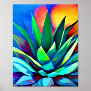 Colorful Agave plant Poster