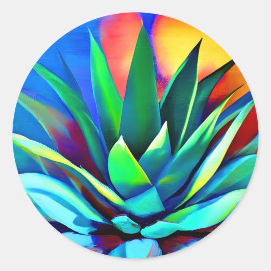 Colorful Agave plant Ronde Sticker (Voorkant)