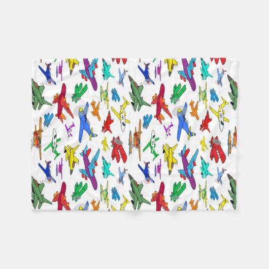 Colorful Airplanes Pattern Fleece Deken (Voorkant (Horizontaal))