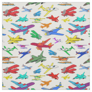Colorful Airplanes Pattern Stof